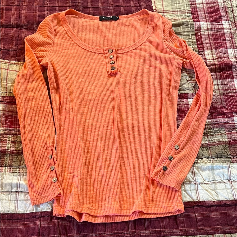 Women's Coral Button-Detail Blouse